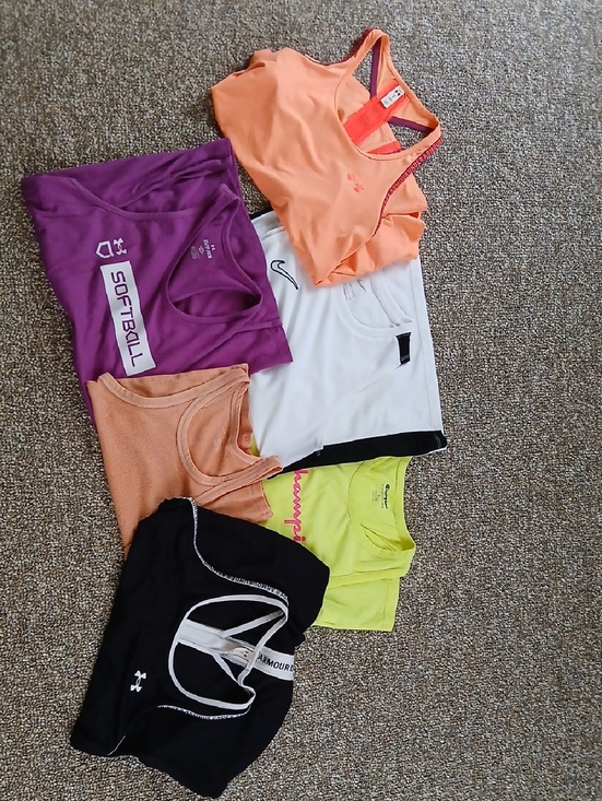 Under Armour Tops - Under Armour Peach-Orange Racerback Tank with Multi-Color Athletic Tops